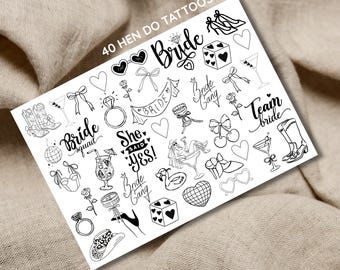 40 tatuajes temporales para despedidas de soltera / recuerdos de fiesta / estación de tatuajes