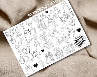 40 tatuajes temporales para el día de la boda / Recuerdos para la fiesta / Estación de tatuajes