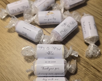 Mini envoltorios personalizados con forma de corazón para dulces / Recuerdos de boda