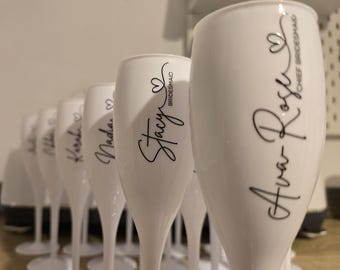 Copa de champán blanca personalizada, de plástico irrompible, regalo para despedida de soltera.
