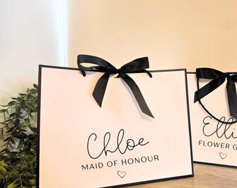 Bolsa de regalo personalizada blanca y negra, regalo para despedidas de soltera, bodas, cumpleaños.