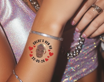 Tatuajes temporales personalizados para despedidas de soltero/a y cumpleaños / Recuerdos de fiesta / 12 unidades por pedido