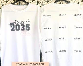 Class Of 2038 | Handprint | Grow With Me T-Shirt | School Starters Gift | First Day | Keepsake