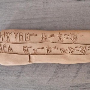 Handmade replicas of Linear B tablet, syllabic script, Mycenean