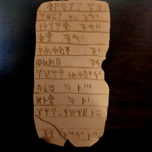 Handmade replicas of Linear B tablet, syllabic script, Mycenean
