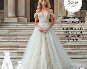 Princess Dress Sewing Pattern: Cosplay, Regency, Elvish(PDF Pattern)