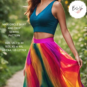High-Low Skirt and Bustier Crop Top Sewing Pattern (XS-4XL)(PDF)
