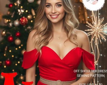 Naaipatroon off-shoulder mini-jurk: kerstjurk (pdf)