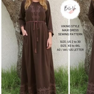Viking Style Maxi Dress Sewing Pattern: XS-4XL(PDF)