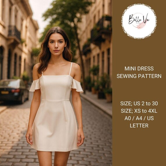 Satin Mini Dress Sewing Pattern: Off-shoulder Design(us 2-30, XS-4XL) - Etsy