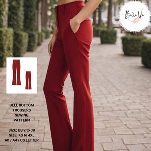 Patron de couture de pantalons à bas cloche : style rétro (XS-4XL) (Patron PDF)