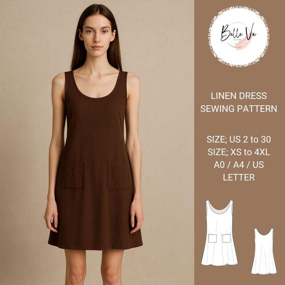 chinese dress ladies Calia Brown Mini Linen Dress main image 0