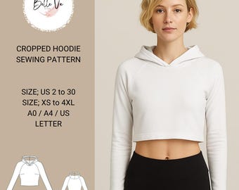Cropped Hoodie Sewing Pattern | PDF Digital Download
