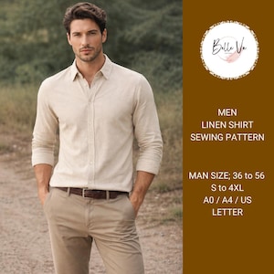 Herren Leinenhemd Schnittmuster | Classic Fit Button-Up | Summer Casual Wear (PDF Nähanleitung)
