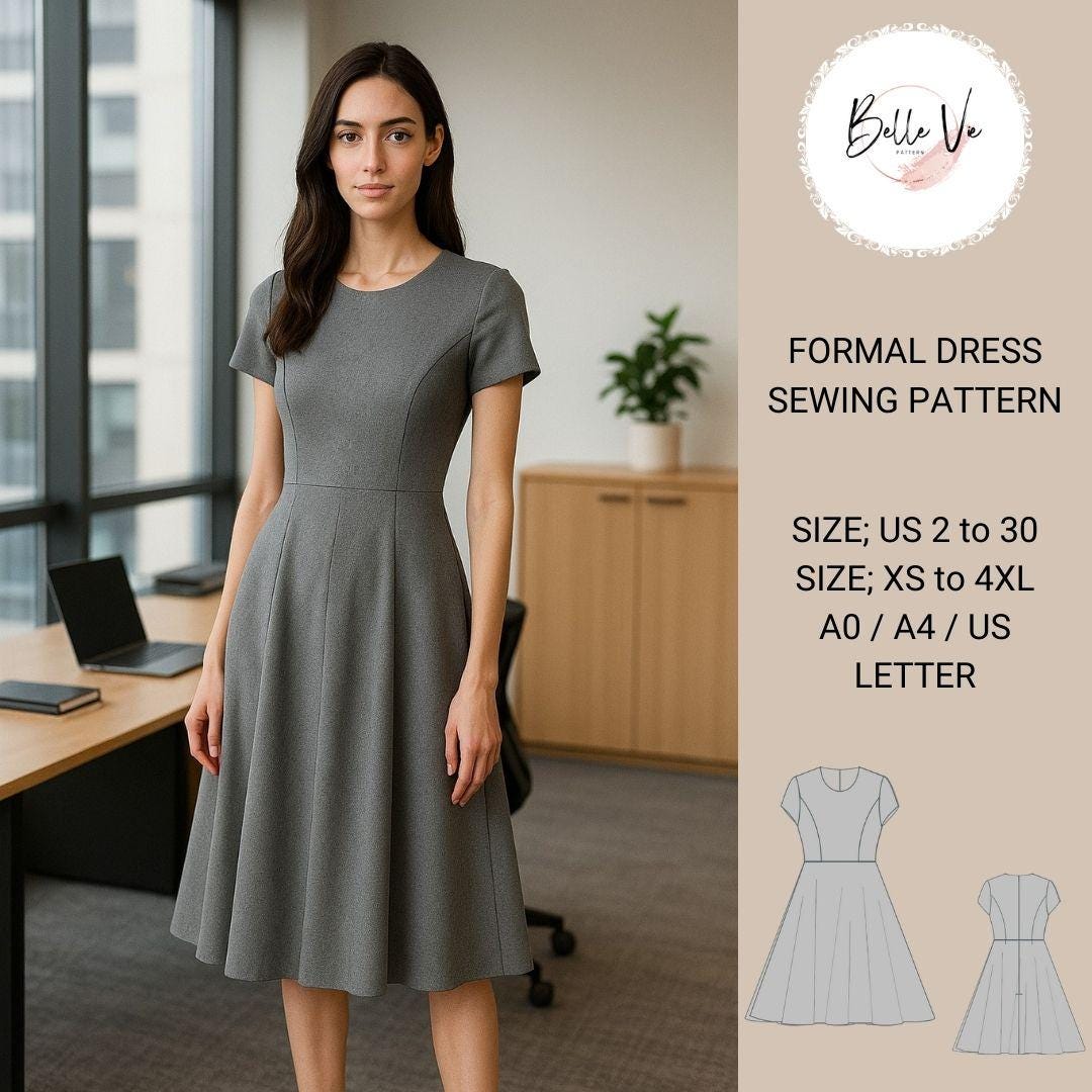 knee length formal dress patterns Long Sleeve Lace Chiffon Dress Plus Size Women Formal Occation Dresses –  FashionLoveHunter