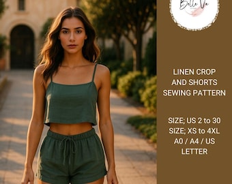 Damen Leinen Crop Top und Shorts Schnittmuster (PDF)