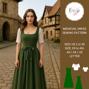 Medieval Dress & Blouse Sewing Pattern: Peasant, Fairy, Regency(PDF Pattern)