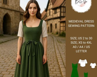 Medieval Dress & Blouse Sewing Pattern: Peasant, Fairy, Regency(PDF Pattern)