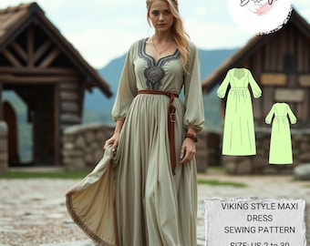 Viking Style Maxi Dress Sewing Pattern: XS-4XL (PDF Pattern) - Etsy