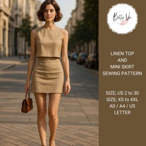 Modello di cucito per top e minigonna in lino (PDF digitale)