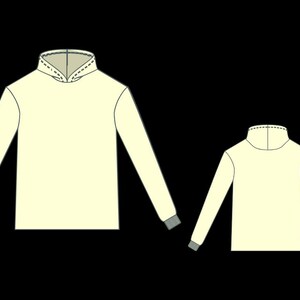 Op de afbeelding: Twee shirts met lange mouwen, een mock neck en een cr&egrave;mekleur. De shirts worden getoond in voor- en achterkant.
