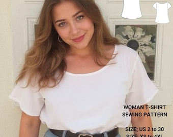 Relaxed Fit T-Shirt Schnittmuster: Damen Basic Top (XS-4XL)(PDF-Muster)