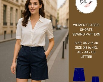 Women's Classic Shorts Sewing Pattern: Easy Summer Style(PDF Pattern XS-4XL)