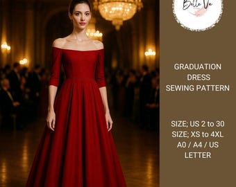 graduation dress sewing patterns Maxi Dress Sewing Pattern: Graduation Prom Gown (A0-A4-Letter  Sizes)(Digital Download)