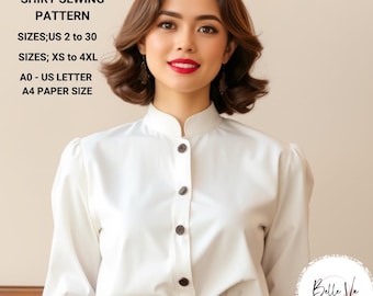 Modello di cucito per camicetta con scollo alla coreana: stile cheongsam vintage (download digitale)