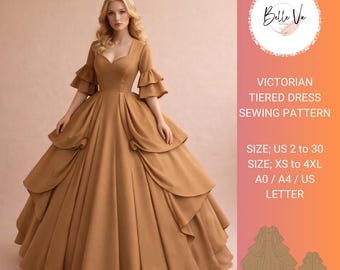 Renaissance Cosplay Dress Sewing Pattern:Victorian, Elvish, Fairy (A4, A0, US Letter) (Digital Download)