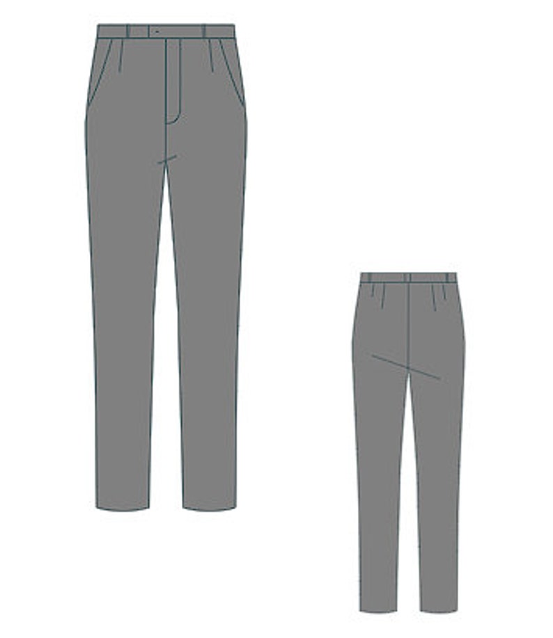 May include: Two pairs of gray pants with pleats and a straight leg. The pants are shown in a flat lay.