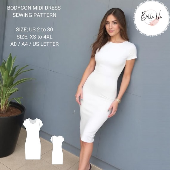 Bodycon Dress Sewing Pattern: Stretch Pencil Dress(a0, A4-US Letter) - Etsy Bodycon Dress Sewing Pattern: Stretch Pencil Dress(a0, A4-US Letter) - Etsy