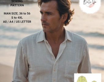 Men's Linen Shirt Sewing Pattern: Sizes S-4XL(PDF Download)