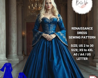 Renaissance Dress Sewing Pattern: Medieval, Victorian, Regency(PDF Pattern)