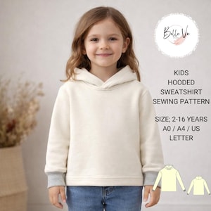 Naaipatroon kinderhoodie, sweater met capuchon, maten 2-16 (pdf-download) afbeelding 1