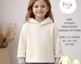 Naaipatroon kinderhoodie, sweater met capuchon, maten 2-16 (pdf-download)