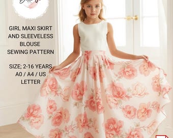 Naaipatroon meisjes maxirok en blouse (maten 2-16) (pdf-patroon)