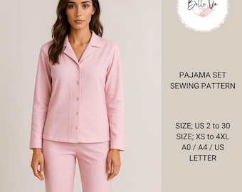 Women's Pajama Set Sewing Pattern: Easy Sleepwear (XS-4XL)(Digital Download)
