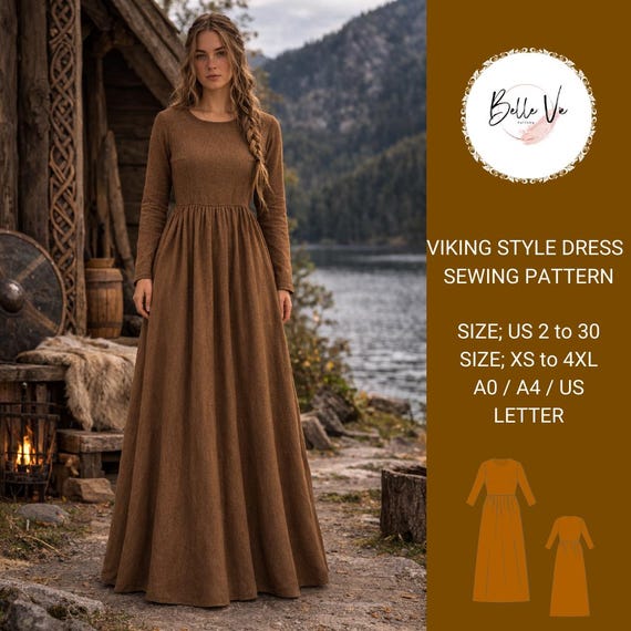 Viking Style Maxi Dress Sewing Pattern, Medieval Gathered PDF (digital Download) - Etsy New Zealand Viking Style Maxi Dress Sewing Pattern, Medieval Gathered PDF (digital Download) - Etsy New Zealand