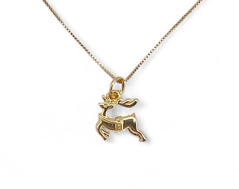 Gold Filled Rentier Weihnachtsanhänger Halskette