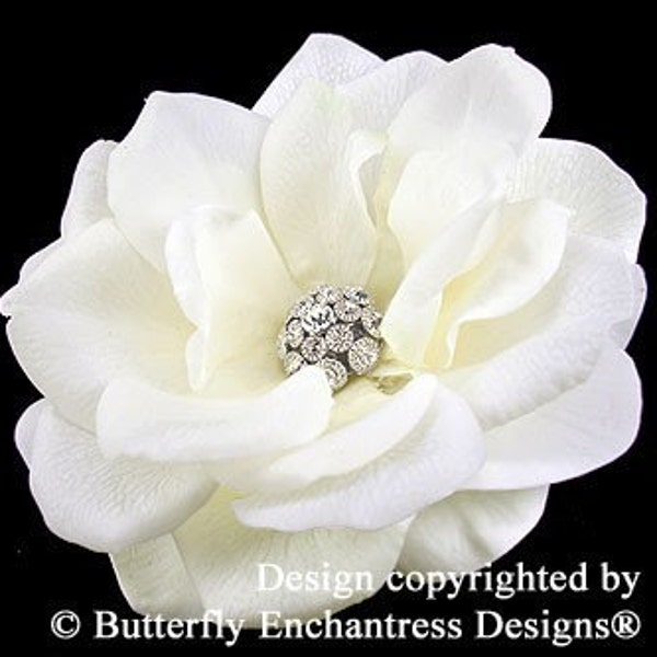Crystal Ivory Natalia Rose Flower Bridal Hair Clip 