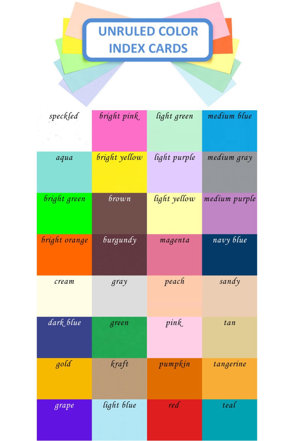 100 Color Index Cards Blank Cardstock Plain Unruled Colored - Etsy