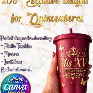 200+ Quinceañera Mega Bundle designs for Tumblers, Invitations, T-shirts, Cake toppers, Decor / Digital Download / PNG Files / Customizable