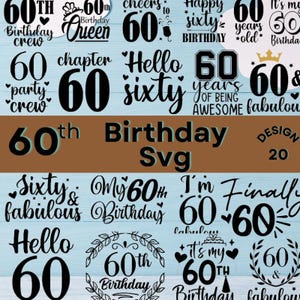 60 i wspaniałe SVG | 60. urodziny SVG | Koszulka na sześćdziesiąte urodziny SVG | Prezent na 60. urodziny SVG | Pliki dla Cricut Silhouette SVG DXF EPS PNG