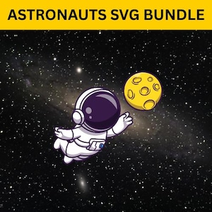 19 Cartoon Spaceman SVG, Cute Astronaut SVG Bundle with Rocket, Spaceship, and Galaxy Cliparts | Kids Space Party SVG, Outer Space Stickers