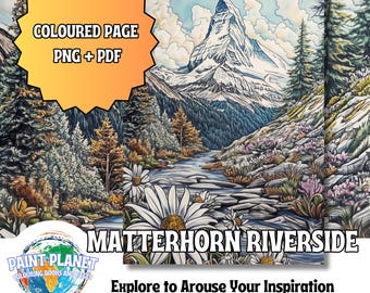 Matterhorn riverside: Meditative mountain river flowers picture by Paint Planet