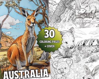 Wilde Welten – Australien Ausmalbuch für Erwachsene | Outback, Tiere & Natur | 30 Seiten PDF + PNG