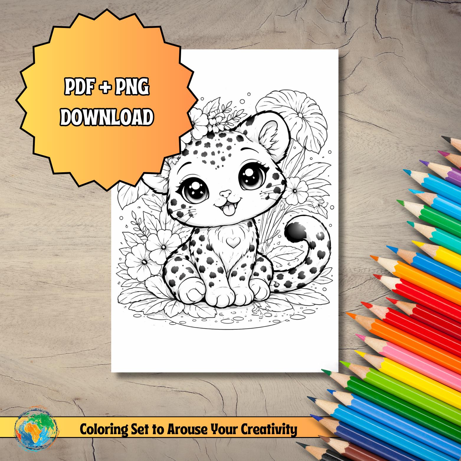 Kawaii & Chibi Wildlife – Leopard Coloring Book Part 2 for Kids | Cute ...