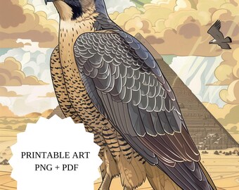 Motivos animales – Diversidad creativa – Ilustración de halcón peregrino | Póster de animales para descarga digital