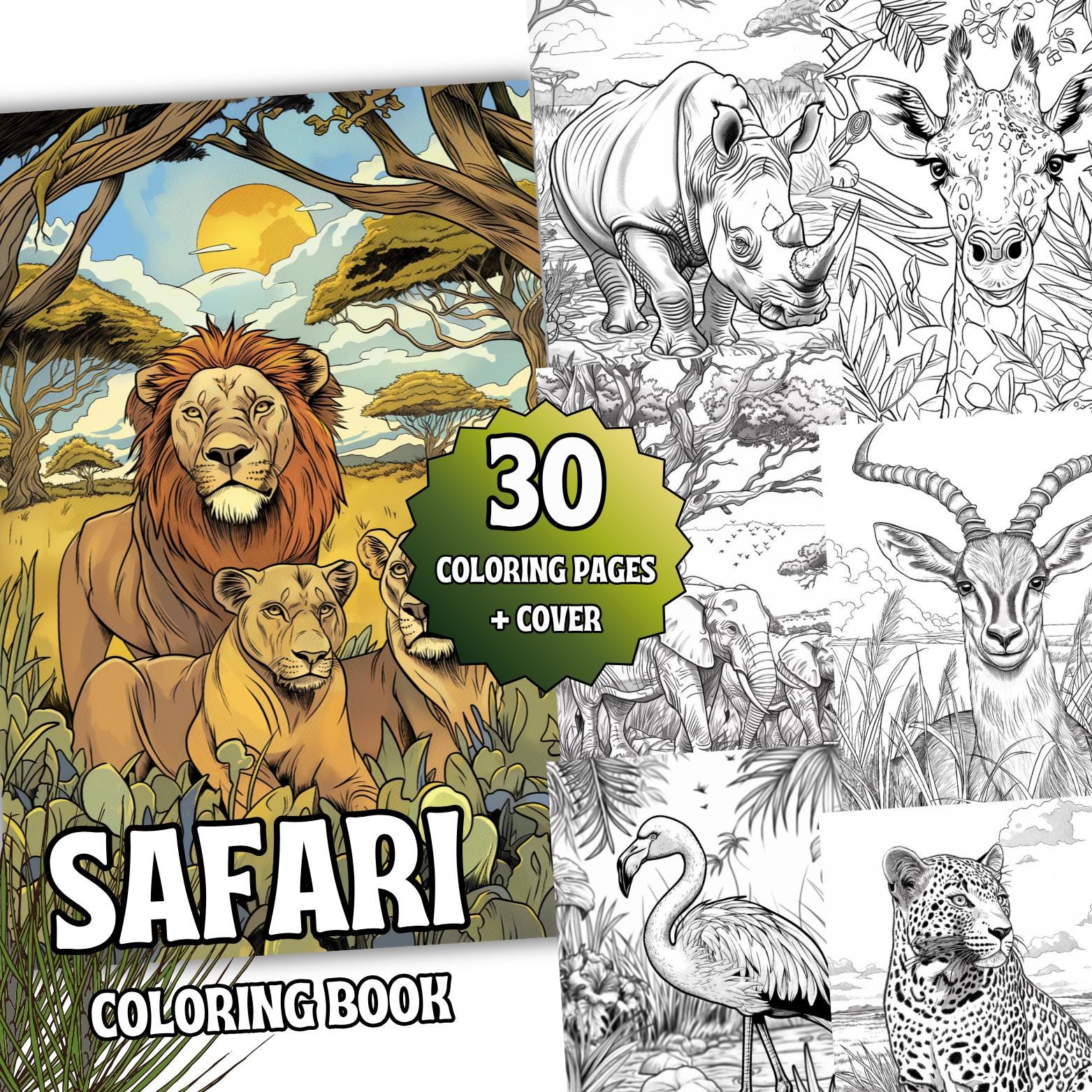 Wild Worlds – Safari Coloring Book for Adults | Realistic Wildlife ...